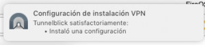 Instalación satisfactoria OpenVPN en MacOS