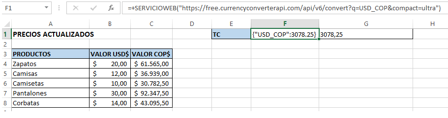 Consuming webservices in Excel GET method
