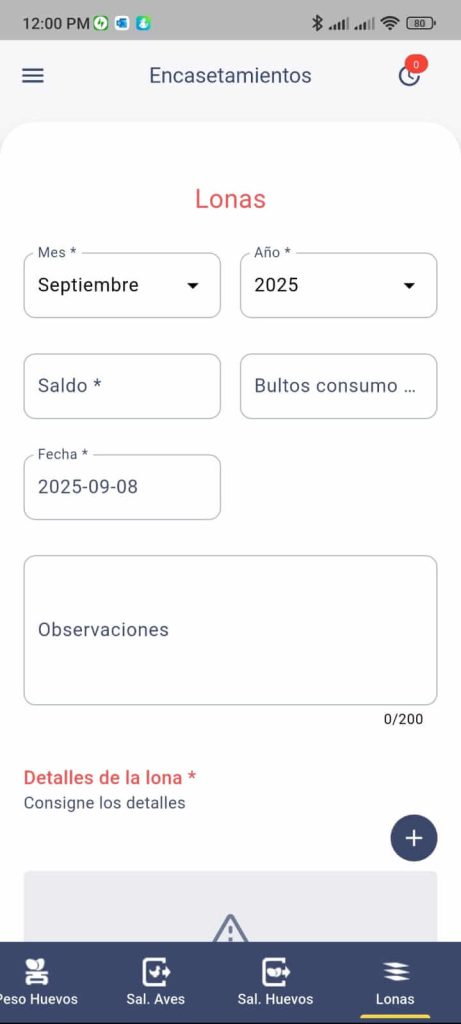 Gestión de lonas reproductoras app mobile