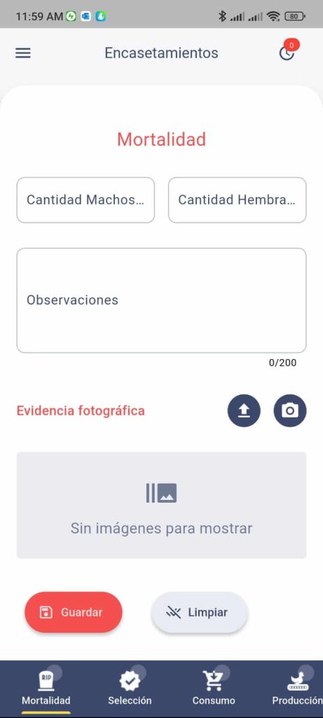 Gestión de Mortalidad Reprod app mobile