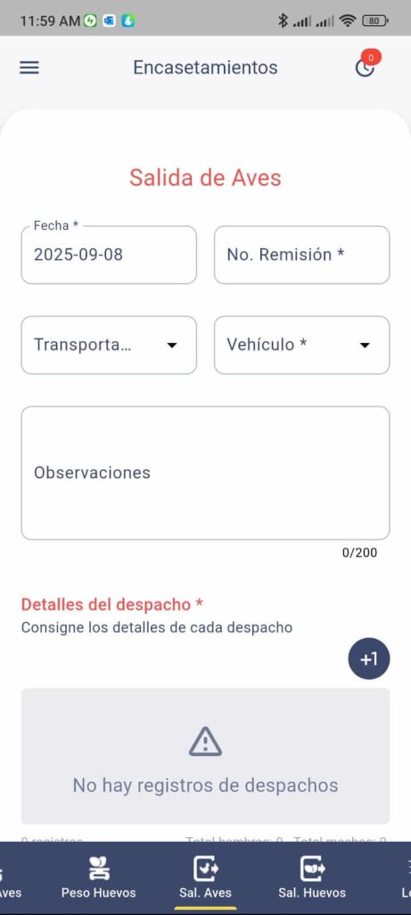 Salida Aves Reprod app mobile