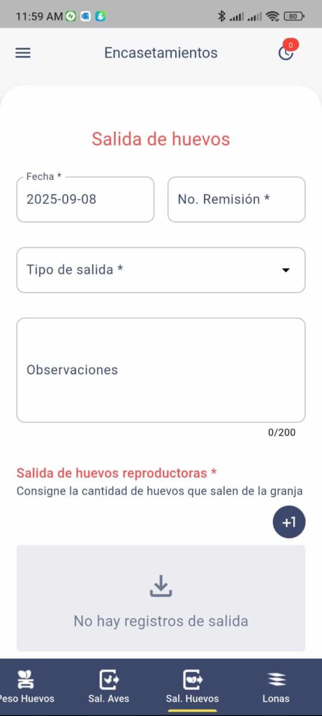 Salida huevos reprod