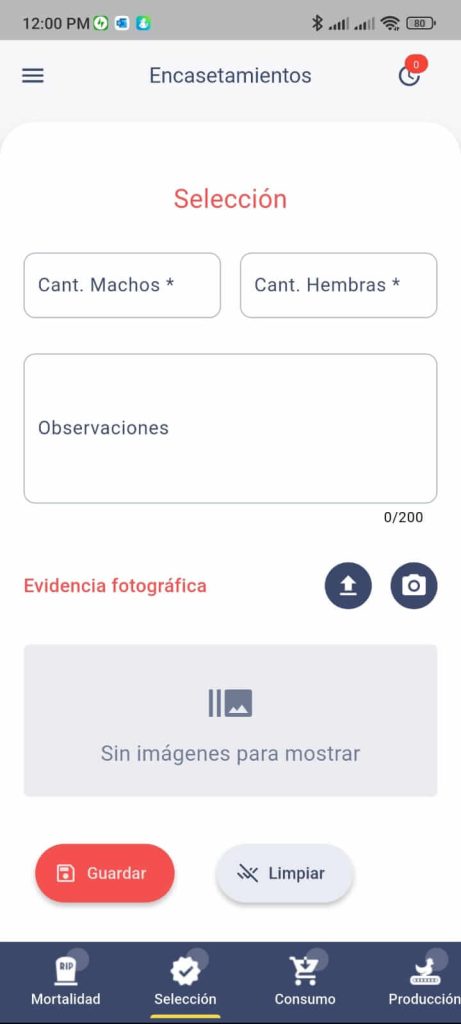 Gestión de Selección Reprod App mobile