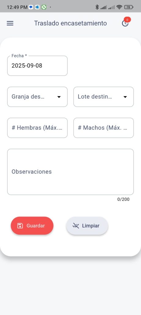 Traslado Encasetamiento reprod app mobile