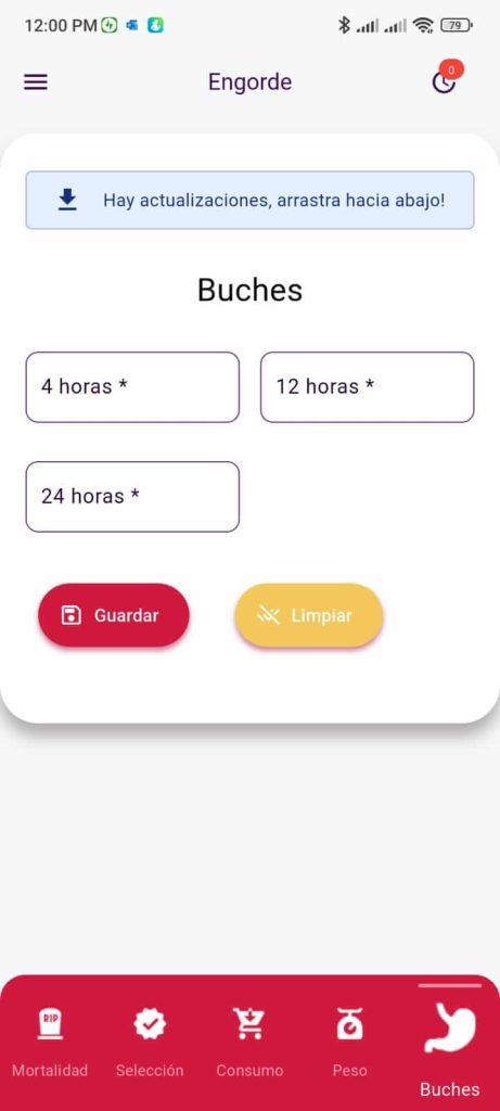 Gestión de Buches Engorde app mobile