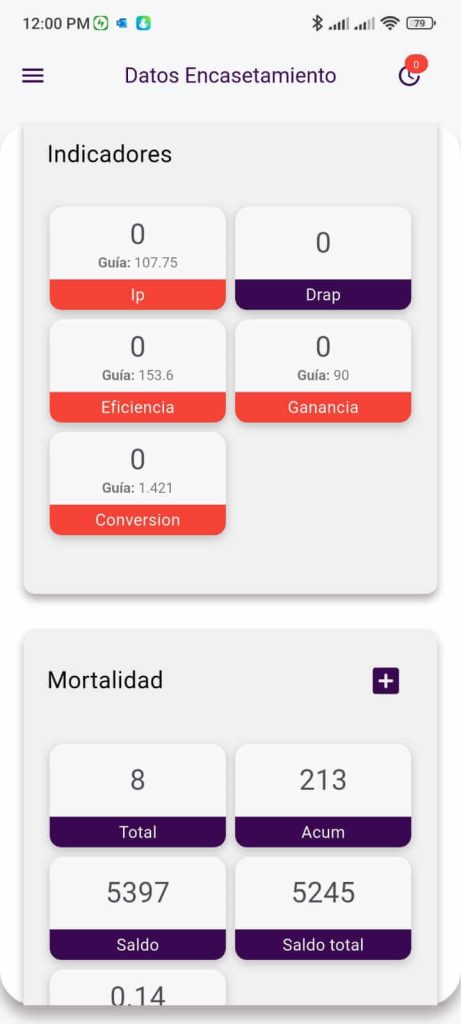 Datos del encasetamiento Engode app mobile