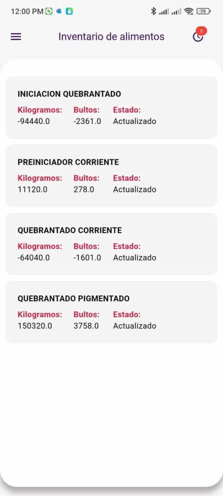 Inventario de Alimentos App mobile Engorde