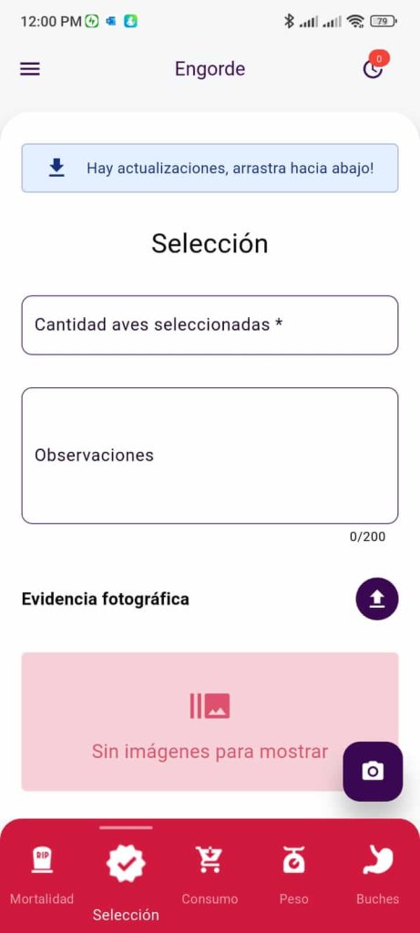 Gestión de Selección Engorde app mobile