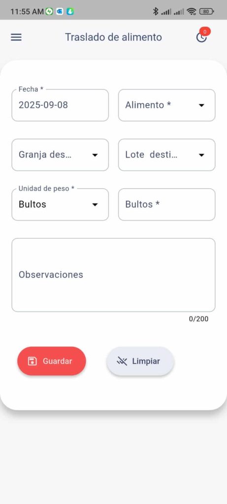 Traslado alimento reprod app mobile