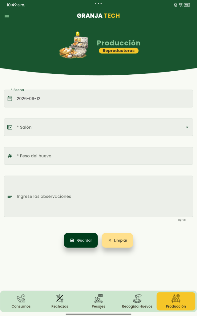Proceso Reproductoras App mobile GranjaTech Solla